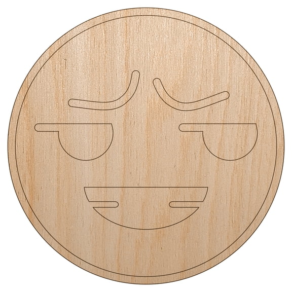 Kawaii Cute Smug Smirk Smile Face Wood Shape Unfinished Piece Cutout Craft DIY Projects - 4.70 Inch Size - 1/8 Inch Thick