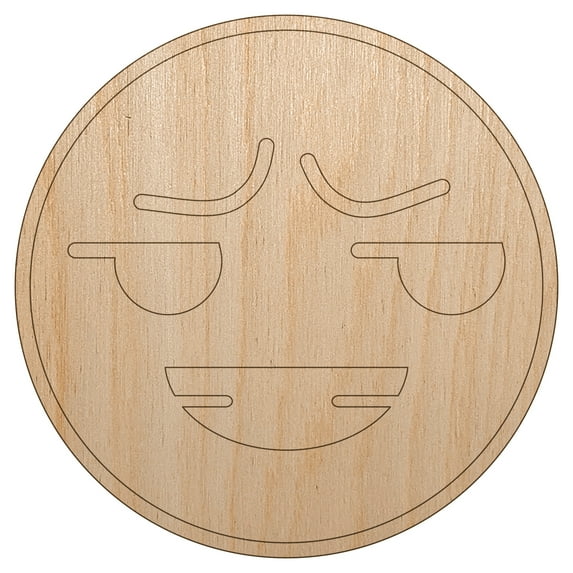 Kawaii Cute Smug Smirk Smile Face Wood Shape Unfinished Piece Cutout Craft DIY Projects - 4.70 Inch Size - 1/4 Inch Thick