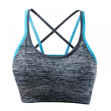 

Womens Push-up Padded Strappy Sports Bra Cross Back Wirefree Fitness Yoga Bra