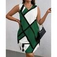thumbnail image 6 of qolati Plus Size Dresses for Women 2025 Summer Casual Loose V Neck Mini Sundress Fashion Geometric Printed Beach Cover Ups Tank Dress, 6 of 9