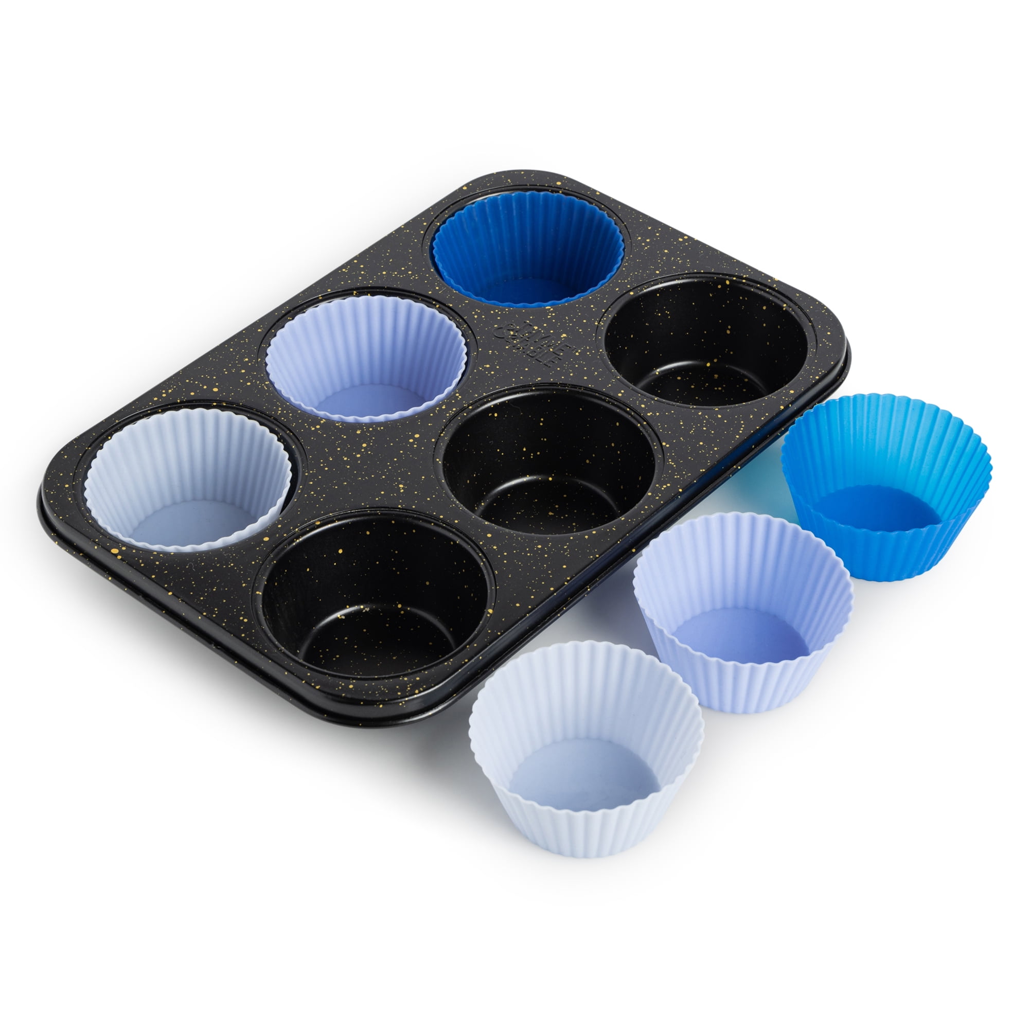 Moule à muffins géants antiadhésif Thyme & Table, 6 moules, 6 moules en silicone – Noir