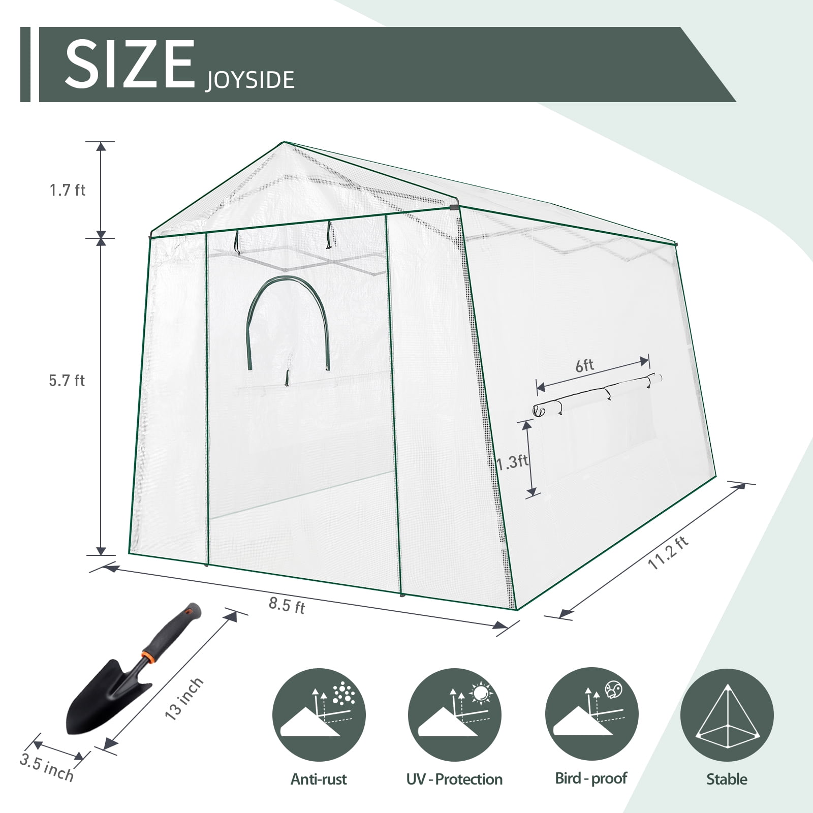 Meetleisure 8.5 ft x 11.2 ft x 7.4 ft Pop-up Outdoor PVC Greenhouse, White