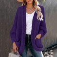 thumbnail image 2 of Ediodpoh Women Casual Solid Crochet Sweater Cardigan Loose Long Sleeve Pocket Long Coat Cardigan Sweaters for Women Purple M, 2 of 7