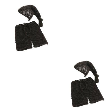 

2pcs Hand-woven Solid Color Baby Crochet Knitted Photo Photography Prop Infant Hat Pants Suits