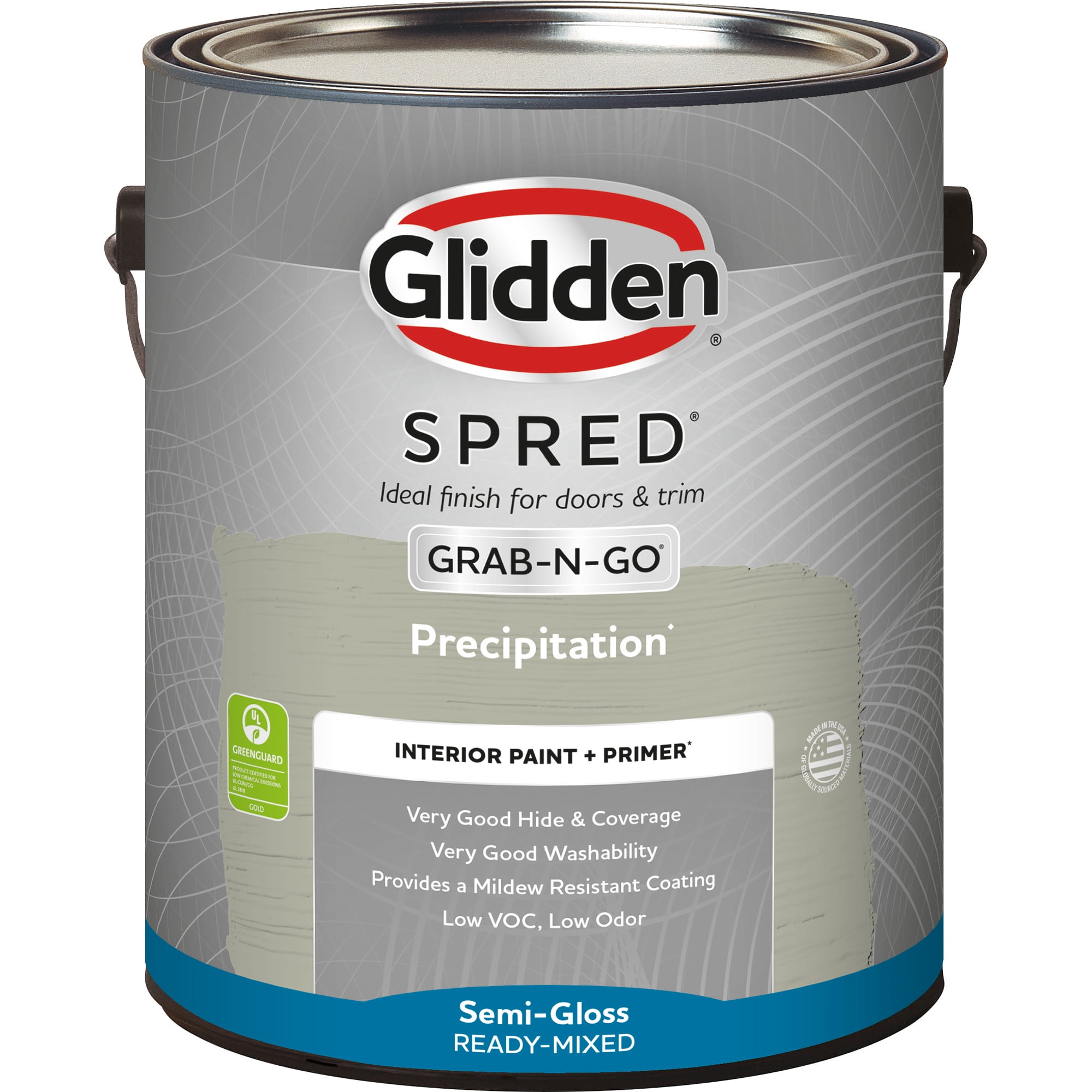Glidden Spred Grab-N-Go Precipitation / Gray, Semi-Gloss Interior Paint with Primer, 1 Gallon