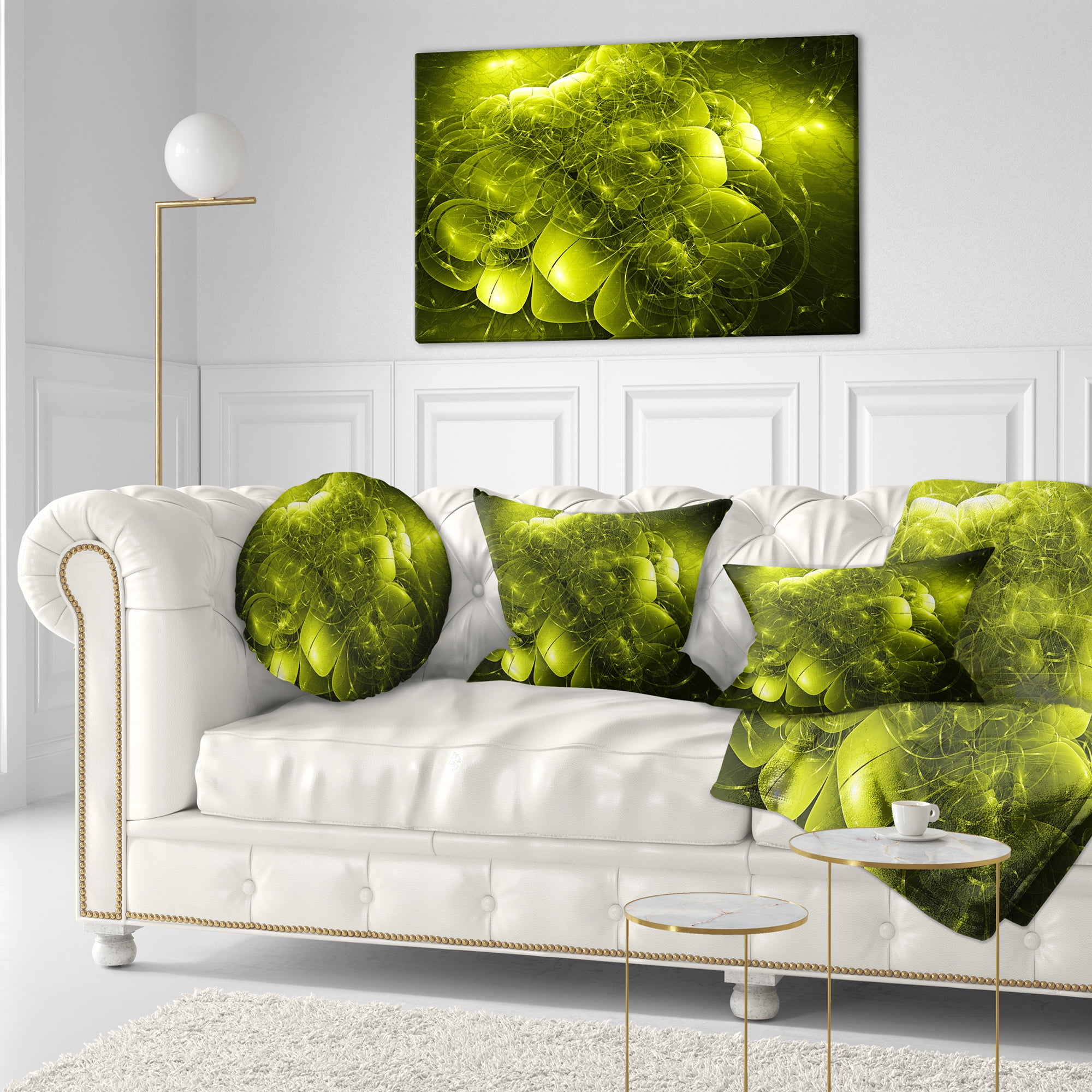 Designart Alien Mystical Flower Yellow - Floral Throw Pillow - 12x20