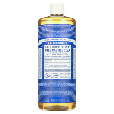 Dr. Bronner's Magic Soap - Castile Liquid - Peppermint - 32 oz - 18-in-1 Uses - Adults, Teens, Children 3 and Above