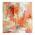 thumbnail image 4 of Ambesonne Peach Shower Curtain, Contemporary Brush Stroke Art, 69"Wx84"L, Coral Orange and Ecru, 4 of 4