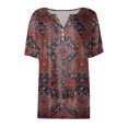 thumbnail image 4 of GEWSEY Womens Summer Tops Dressy Casual Button Notch V Neck T Shirts Short Sleeve Cotton Tee Blouse Tunic Petite Tshirt 2026 (Wine, XL), 4 of 5