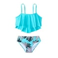 thumbnail image 3 of NAISIBABY Girls Swimsuit 2-Piece (7-14T), Ruffles Bikini Tops with Floral Triangle Sets Summer Beach Holiday Bathing Suits Blue 10T, 3 of 10