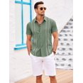 thumbnail image 2 of COOFANDY Men's Cuban Guayabera Linen Shirt - Short Sleeve Casual Beach Summer Button Down, 2 of 6