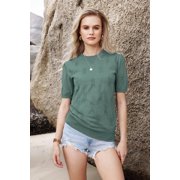 Arach&Cloz Women's Summer Fall Lightweight Tops Short Sleeve Dressy Blouse