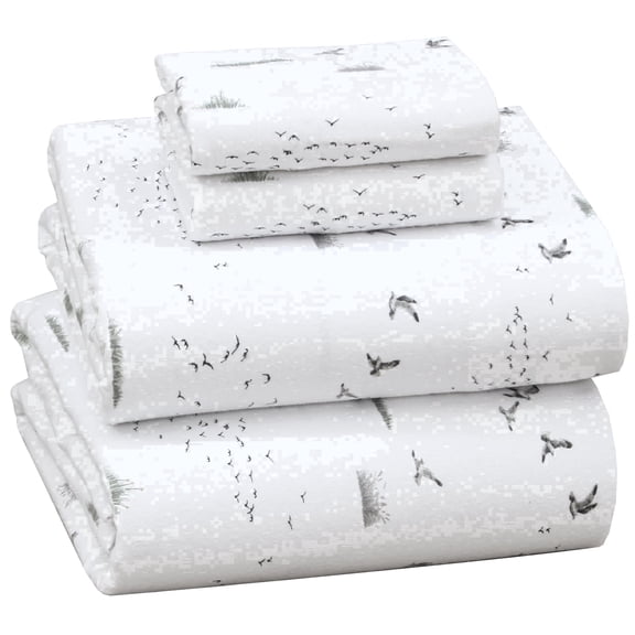 RUVANTI Flannel Sheets Queen Size - 100% Cotton Double Brushed Bed Sheets, Deep Pockets 16 Inches Queen Sheet Set, All Seasons Breathable & Extra Soft - Warm & Cozy, 4 Piece, Sky Ballet