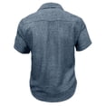 thumbnail image 6 of Mens Cotton Linen Shirts Short Sleeve Wrinkle Free Untucked Shirt Casual Summer Beach Wedding Button Down Tops with Two Pockets Navy, 6 of 7