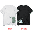thumbnail image 4 of Camiseta de pareja a juego de dinosaurios, 240 g, camiseta de manga corta holgada informal de verano de alta calidad para novio, novia y niña, 4 of 5