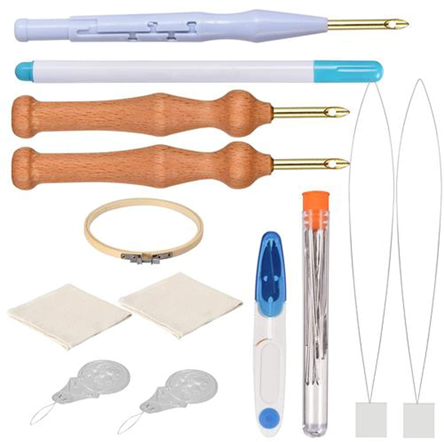 DIY Sewing Embroidery Tools for Beginners Adjustable Rug Yarn Punch Needle Wooden Handle Embroidery Pen Needle Threader 13pcs/Set 13pcs Punch Needle Embroidery Kits Punch Needle Cloth
