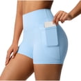 thumbnail image 3 of HAOTAGS Women's Yoga Shorts,High Waist Breathable Quick-Dry Slim Shorts Light Blue L, 3 of 9