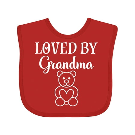 

Inktastic Loved By Grandma Teddy Bear Grandkids Gift Baby Boy or Baby Girl Bib