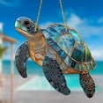 thumbnail image 7 of Stained Glass Sea Turtle Suncatcher Window Hanging, Acrylic Turtle Design for Sunlight Decoration, Garden Ornament - Blue, 7 of 7