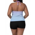 thumbnail image 6 of FAWUUDO Women's Plus Size Swimsuit Two Piece Tankini Swim Suits Print Ruched Bathing Suits Tummy Control Swimwear Beach, 6 of 7