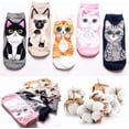 thumbnail image 2 of 5 pares de calcetines tobilleros cómodos para mujer, con diseño de animales, gatos y perros, de algodón, divertidos, para mujeres y niñas, talla única, 2 of 5