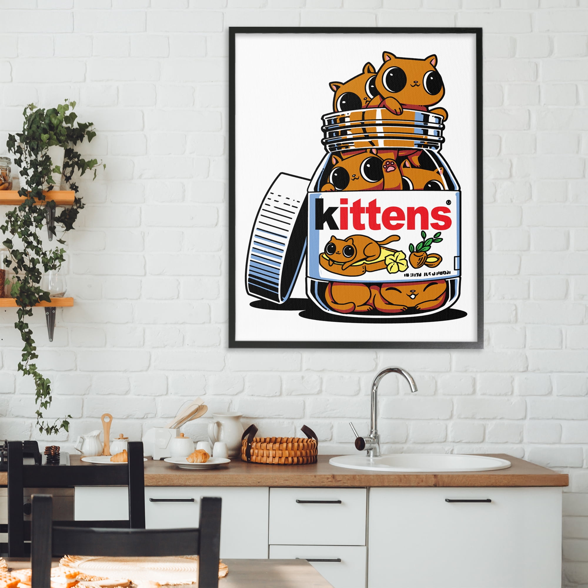 Stupell Industries Hazelnut Spread Cats Black Framed Giclee Art, design by Tobe Fonseca