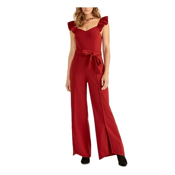 Rachel Rachel Roy Womens Iona Sweetheart Neck Flutter Sleeve Jumpsuit