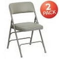 thumbnail image 3 of Flash Furniture 2 Pack HERCULES Series Curved Triple Braced & Double Hinged Gray Vinyl Metal Folding Chair, 3 of 14