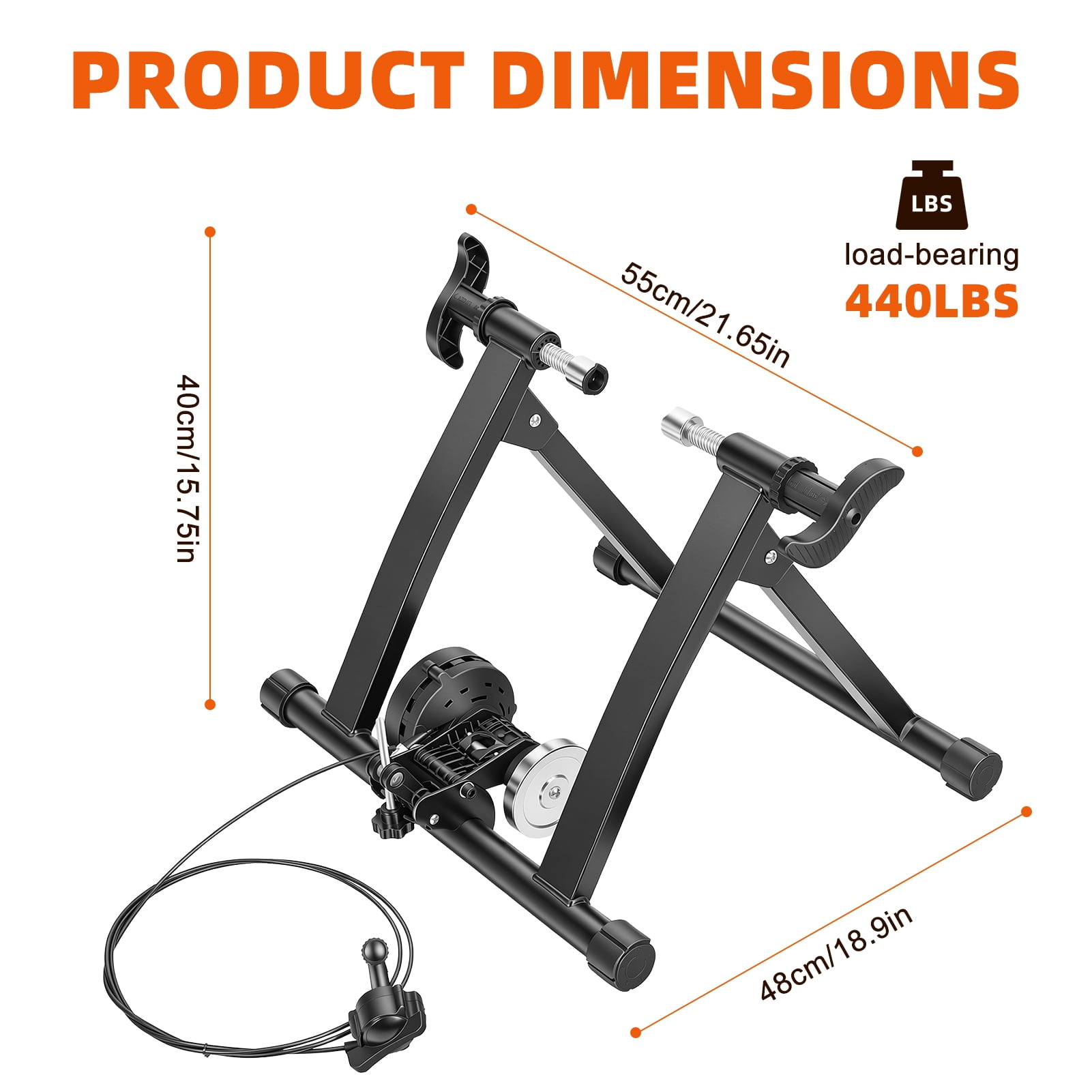 AurumEdge Bike Trainer Stand, Magnetic Stationary Bike Stand Fits 26"-28" and 700C Wheels, Adjustable 6-Level Resistance Bike Trainer with Quick Release Lever and Front Wheel Riser Block Clearance