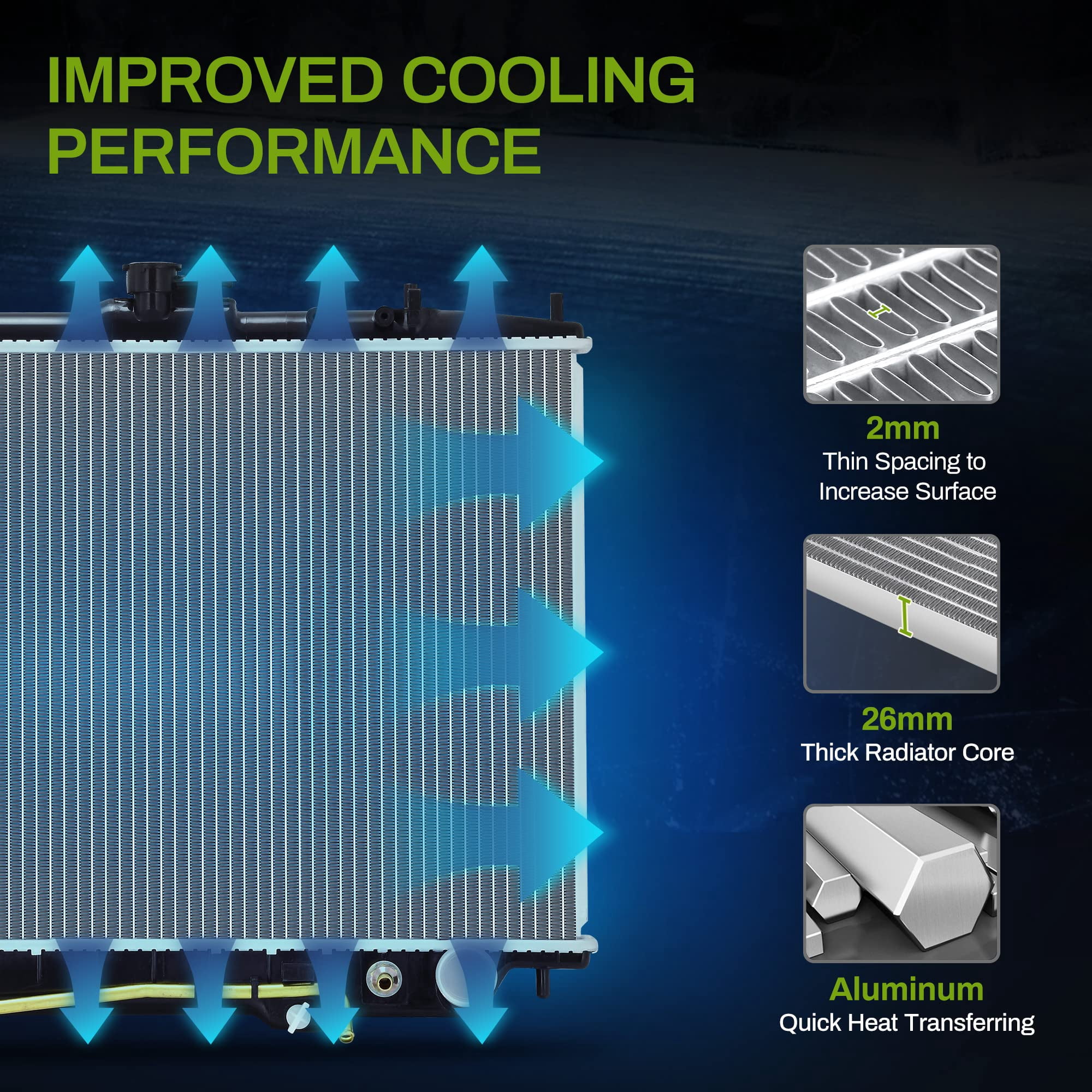 RVNI Radiator Compatible with 1998-2000 Isuzu Amigo 1998-2004 Rodeo 1998-2002 Passport 3.2L 3.5L V6
