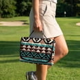 thumbnail image 2 of SEANATIVE Golf Cart Seat Cover, Compatible with EZGO, Club Car, Yamaha, 2-Seater Golf Cart Seat Towel Blanket with 4 Front Pockets, Quick Install, Washable, Green Brown Aztec Pattern, 2 of 7