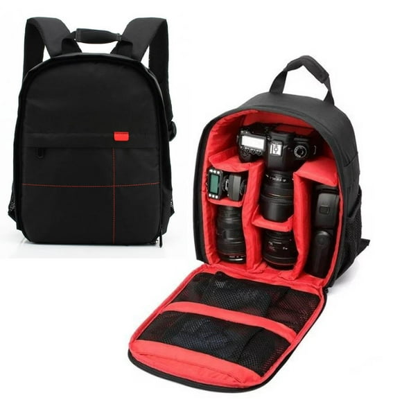 Milisten Waterproof Camera Backpack Black with Adjustable Padded Dividers for Dslr Cameras