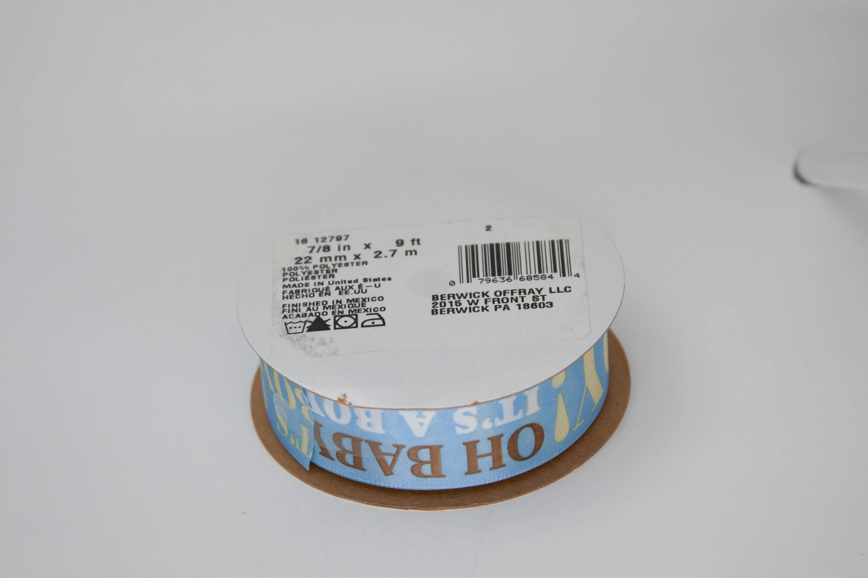 (2 pack) Offray Ribbon, Blue 7/8 inch Baby Satin Ribbon for Sewing, Crafts, and Baby, 9 feet