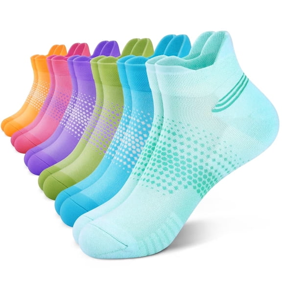 Ankle Compression Socks for Women 6 Pairs, Running Socks with Heel Tab, Cushioned Low Cut Athletic Socks