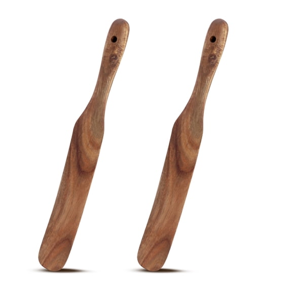 2 Pieces 13 In Wooden Sourdough Stirring Stick & Spoon Utensils, Bread Spatula Scraper with Hanging Hole, Cooking Sourdough Starter Spatula for Spreading Baking Whisking Mixing