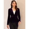 thumbnail image 3 of Chaqueta tipo blazer Allegra K terciopelo con cuello de solapa y cinturón para oficina de trabajo mujer Púrpura XS, 3 of 6