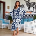 thumbnail image 3 of Xixirimido Vintage Peony Floral Blue Print Women’s Plus Size Beach Kaftan Dress V-Neck Batwing Sleeve Swimsuit Cover Up Flowy Caftan Dress for Pool, Cruise & Resort Wear, 3 of 7