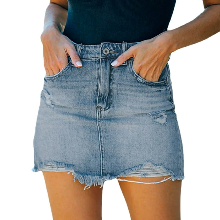 Skirts for Women Denim Waist Casual Jean Skirt Women's A Line High