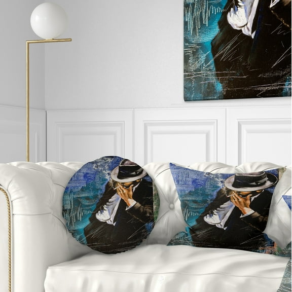 Designart Man with Cigarette - Portrait Throw Pillow - 12x20