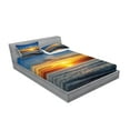 thumbnail image 2 of Ambesonne Ocean Fitted Sheet & Pillow Sham Set, Pacific California Sunset, Queen, Orange Blue, 2 of 2