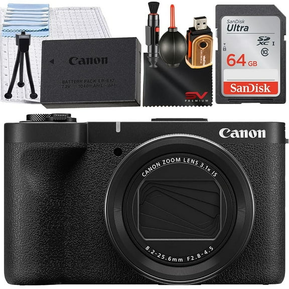 Canon PowerShot V1 Digital Camera with SanDisk 64GB Memory Card   Cleaning Pen   SV Premium Accessory Bundle (International Version)