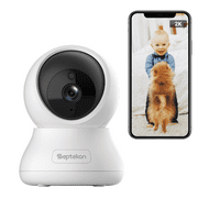 Septekon Indoor Security Camera 2K 360 Pan Tilt with Night Vision 2 Way Audio Siren Cloud SD Card, White