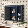 thumbnail image 2 of Dasun 35" x 27.5" Medicine Cabinet, Wall Mounted Bathroom Storage Cabinet, Modern Bathroom Wall Cabinet with Mirror, Mirror Cabinet with 6 Open Shelves (Not Include Bathroom Vanity ), Blue, 2 of 5