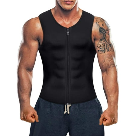 

Nebility Sauna Suit for Men Waist Trainer Neoprene Sweat Vest with Adjustable Waist Trimmer Belt(Black XX-Large)