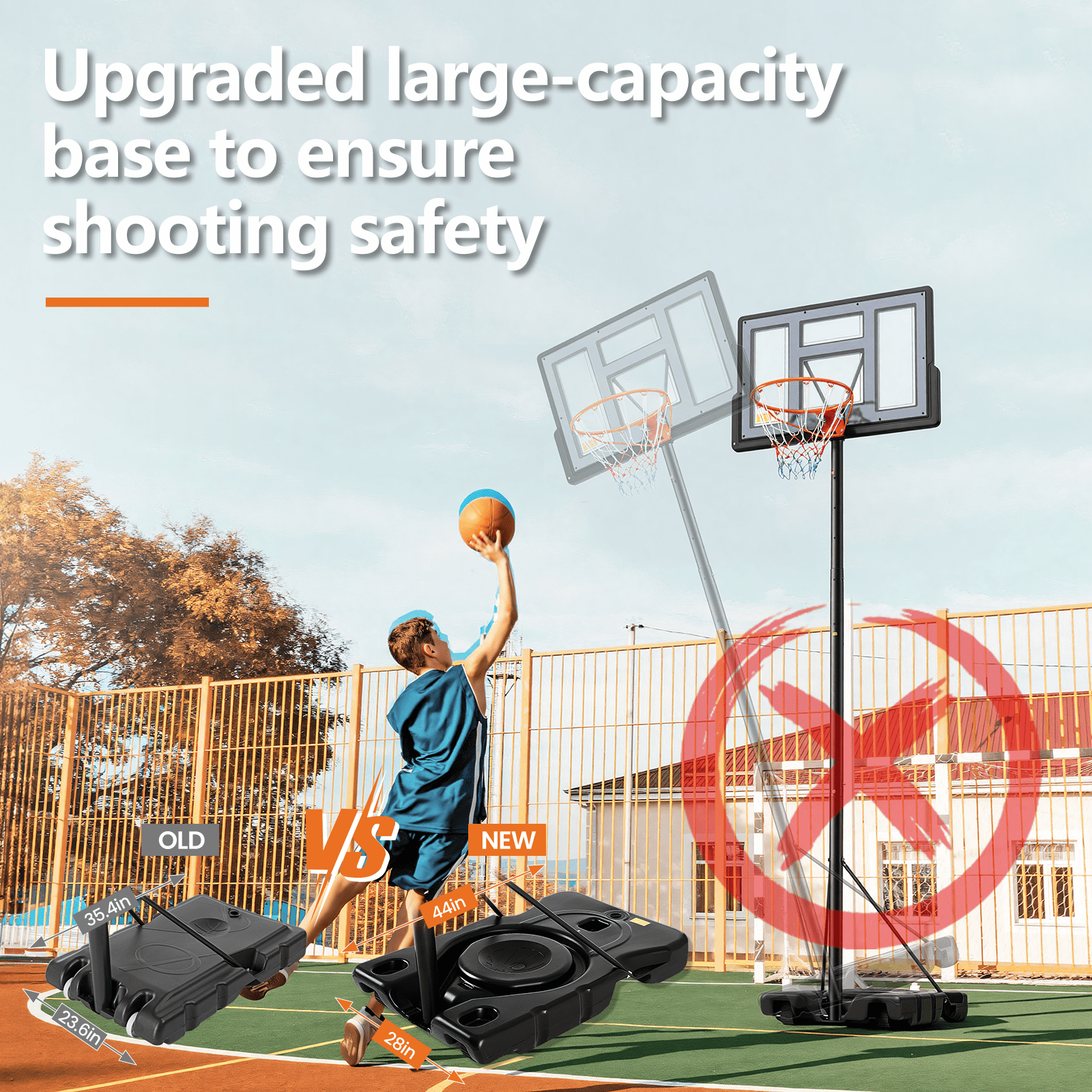 SHOUFTW 10 ft Basketball Hoop, Adjustable Portable System for Kids Youth & Adults, Indoor Outdoor Training Practice with Sturdy Stand, Gray