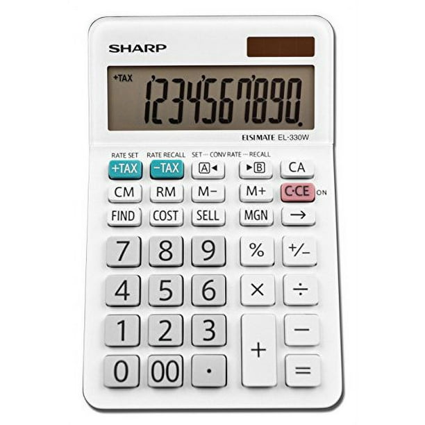 Sharp Calculatrice de Bureau de Base à Fonction Standard EL-330WB, Grand Écran, pour la Maison et le Bureau, Double Alimentation, Solaire et Batterie