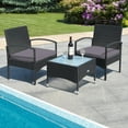 thumbnail image 4 of Gymax 3 PCS Patio Wicker Rattan Furniture Set Coffee Table & 2 Rattan Chair w/ Cushion Grey, 4 of 10