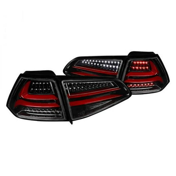Spec D Tuning LT-GLF15BKLED-TM MK7 Glossy Black with Clear Lens LED Tail Lights for 2015-up Volkswagen Golf