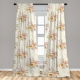 thumbnail image 2 of Vintage Window Curtains, Floral Concept Pastel-Colored Colorful Flowers Leaves Dots Pattern, Lightweight Decor 2-Panel Set with Rod Pocket, Pair of - 28"x95", Pale Orange and Soft Pink, by Ambesonne, 2 of 3