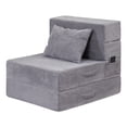 thumbnail image 2 of Jakoola Folding Sofa Bed - Convertible Floor Couch with High-Density Foam and Comfortable Corduroy Cover, Portable Chair for Livingroom and Small Spaces, with Fitted Bag and Pillow, Light Gray,Single, 2 of 12